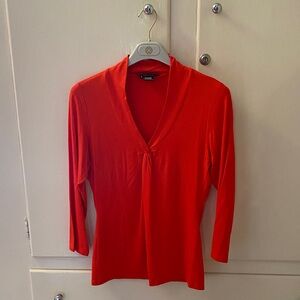 Etcetera Auburn Orange V Neck Three Quarter 3/4 Sleeve Tee Shirt Top Size Small